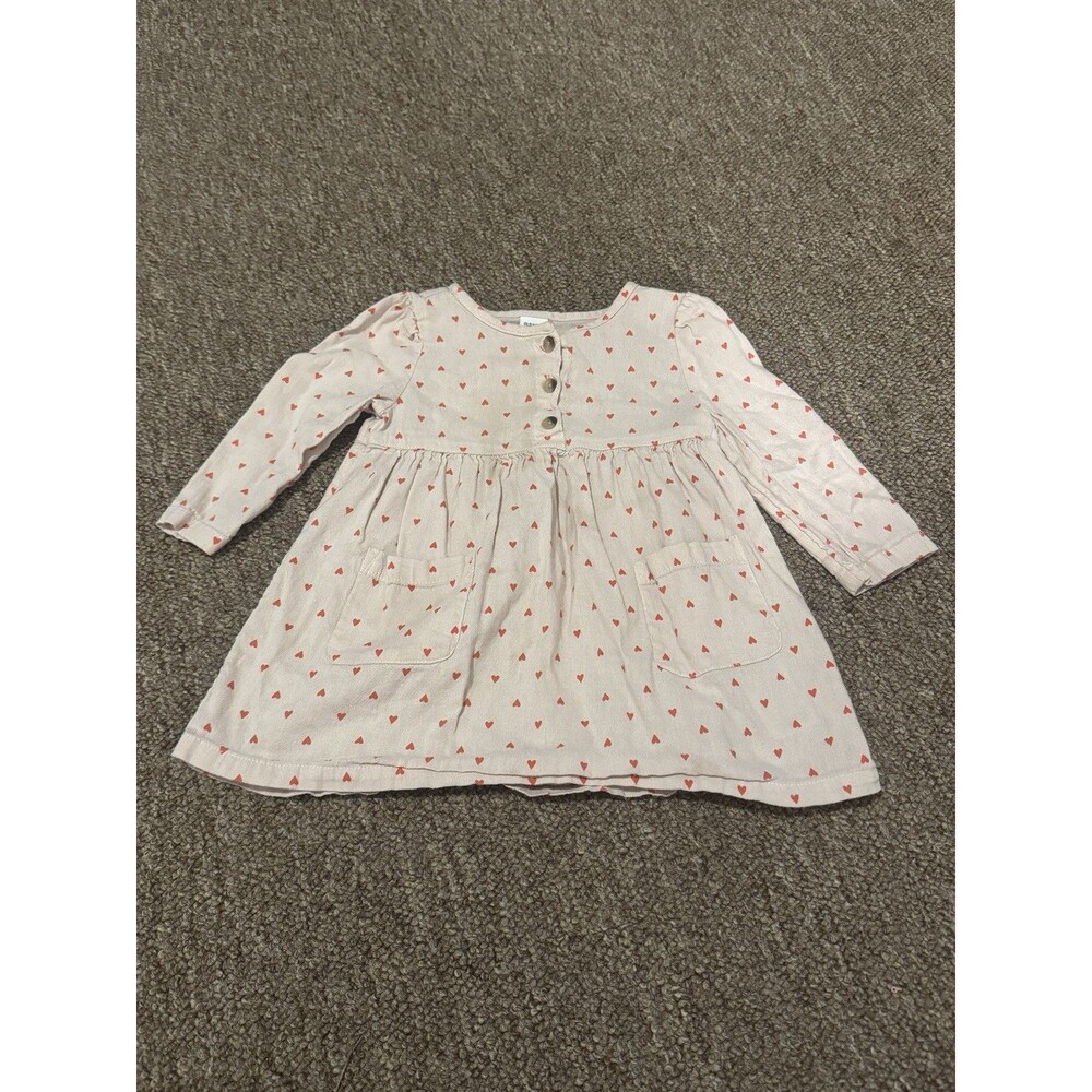 Old Navy Pink Heart Baby Girl Dress 6-12 Months Excellent Condition Valentines